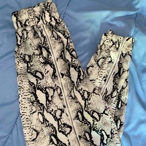 FASHION NOVA Quick Zip Satin Joggers - Snake